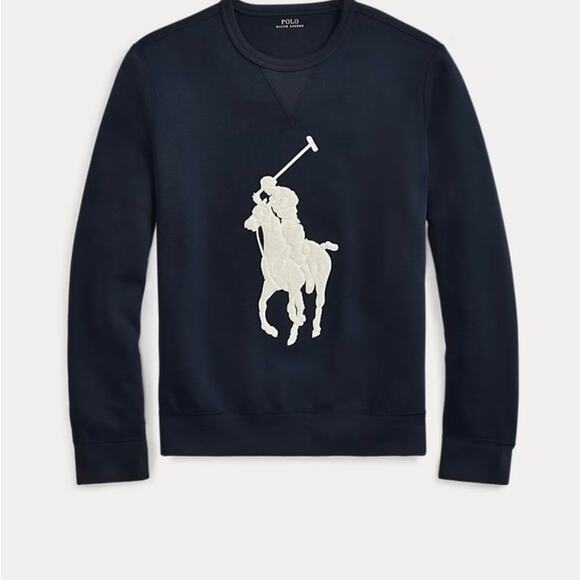 Polo Ralph Lauren Sweatshirt Big Pony Chenille Embroidered Knit Blue Men's Sz L